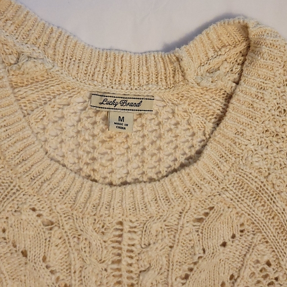 Lucky Brand Cream Cable Knit Women's Sweater - Picture 3 of 6